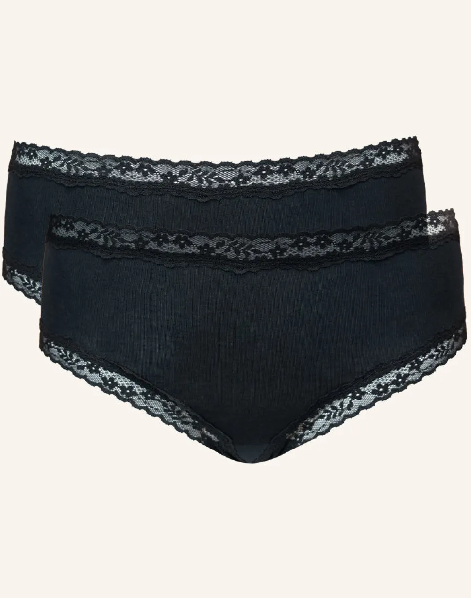 High-Panty-Set 2x Cotton-Lace Basic black