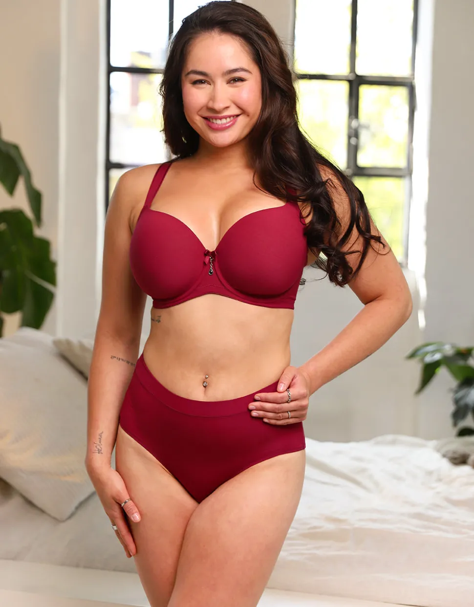 High-Panty-Set 2x Cozy Basic bordeaux