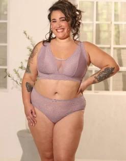 High-Panty-Set 2x Lace Basic violetgrey