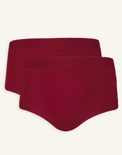High-Waist-Panty-Set 2x Cozy Basic bordeaux