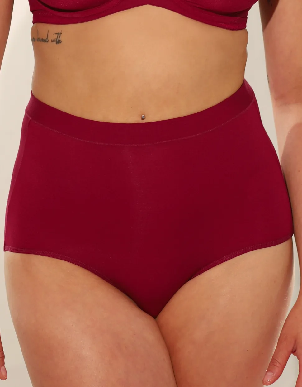 High-Waist-Panty-Set 2x Cozy Basic bordeaux